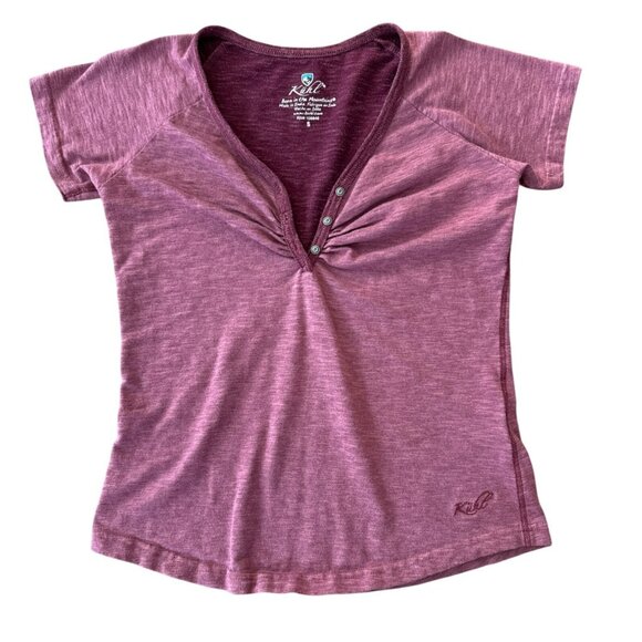 Kuhl Womens Short Sleeve Top Size Small Hiking Activewear Red Burgundy T-Shirt - Picture 1 of 5